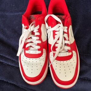 Nike Air Force 1 Red and White Shoes